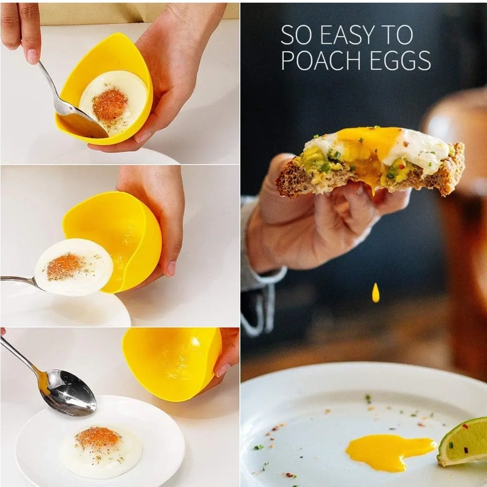 4 pack Non-Stick Silicone Egg Cookers with 1 Oil Brush NEW